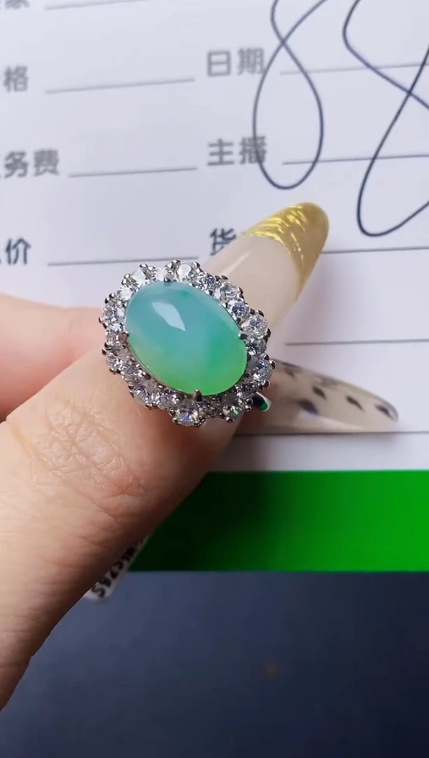 银S925镶嵌戒指翡翠3203