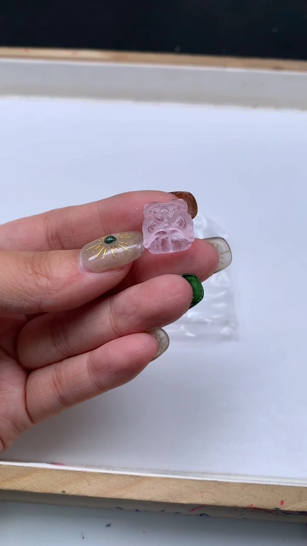 未镶嵌珠宝半成品水晶D843 粉水晶 醒 狮 头1个8.8元