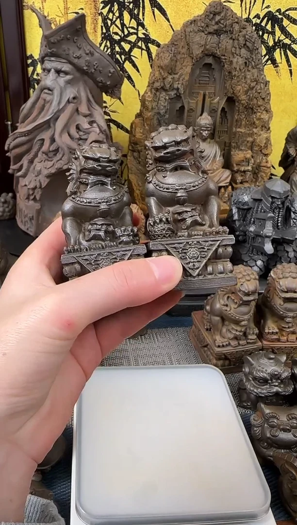 铁精致摆件京狮8.5一对