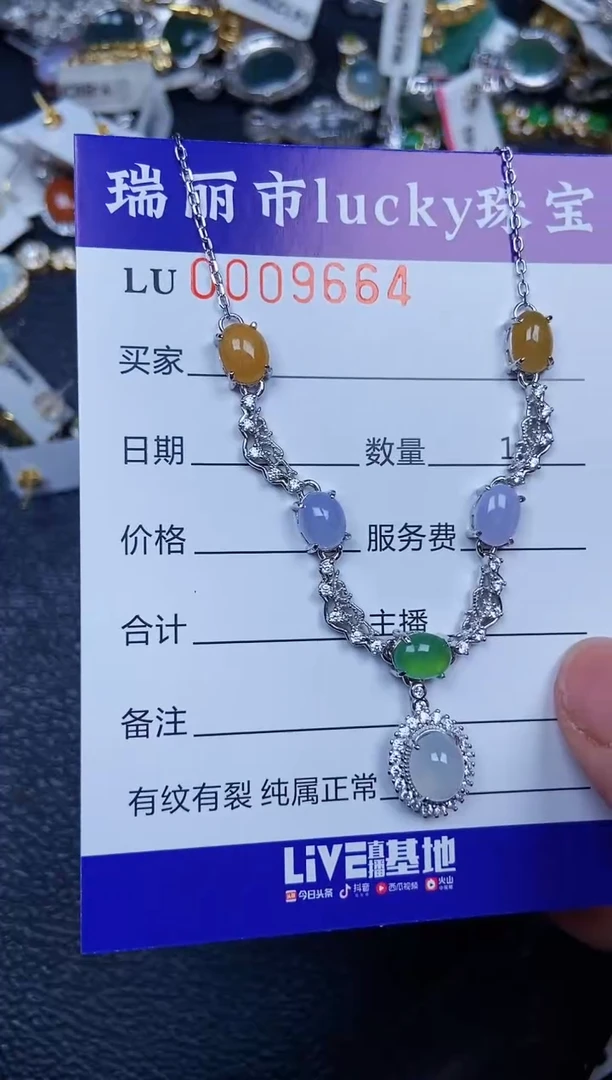 翡翠银S925镶嵌颈饰9664