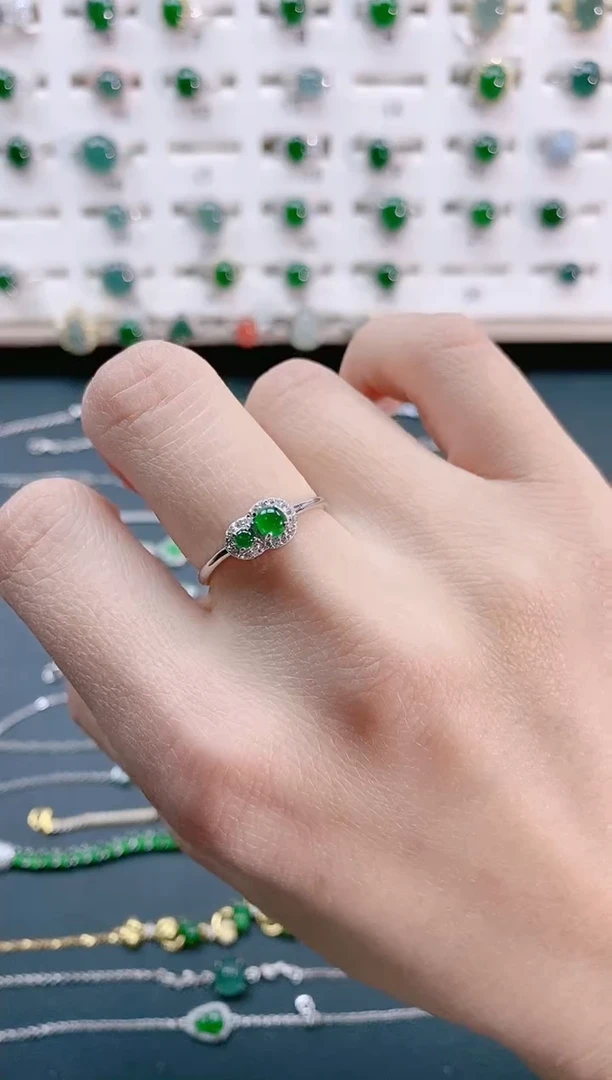 【闪购商品】翡翠戒指银S925镶嵌天然翡翠