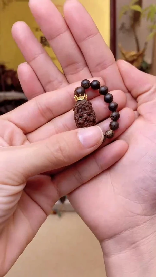 【闪购商品】沉香手串野生玉化雷料白棋沉水戒指+沉香木小龙女