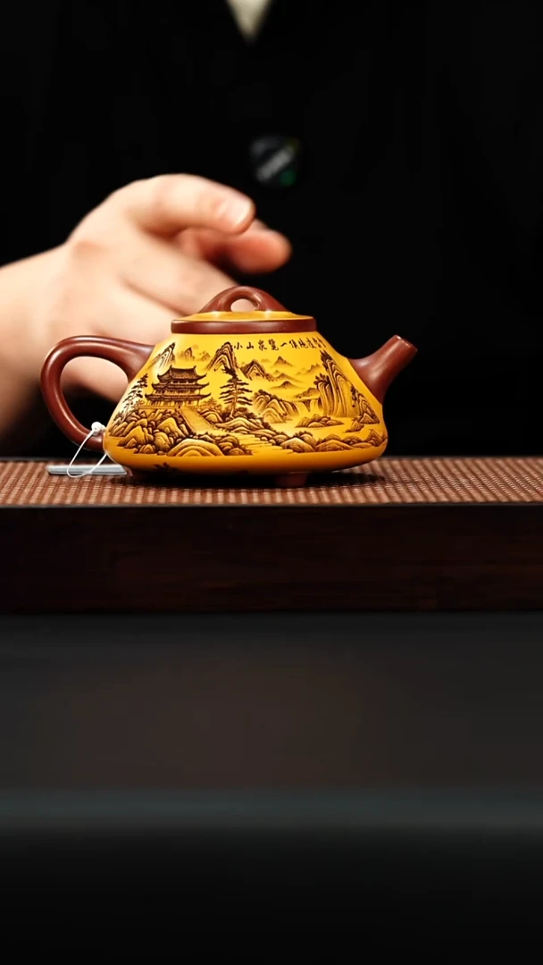 茶壶紫砂宜兴紫砂 子冶石瓢 龙血砂 粉浆 顾林芳