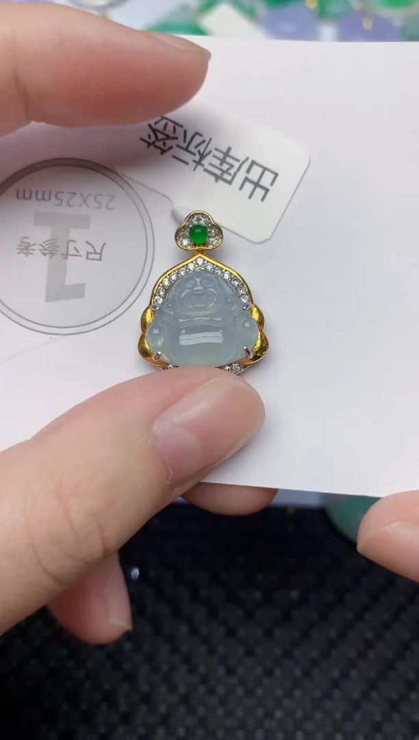 颈饰银S925镶嵌翡翠天然缅甸翡翠a货百元以上9元证书费自理