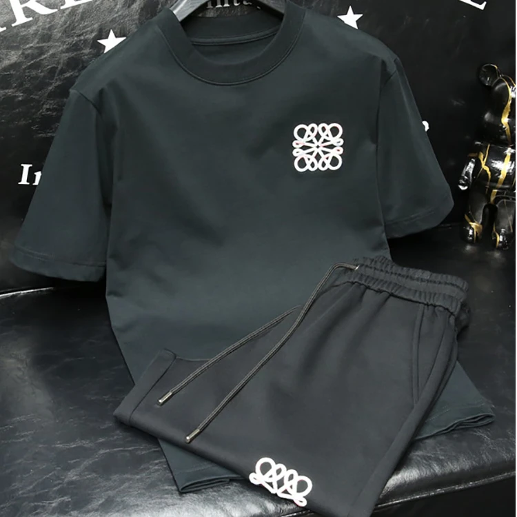 巴韦那奇高端轻奢短袖T恤运动套装男夏季潮流休闲半袖五分裤整套