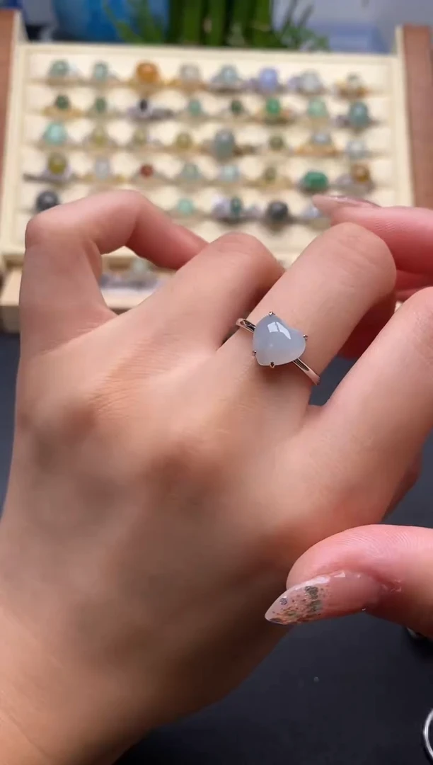 翡翠戒指银S925镶嵌1111111+7