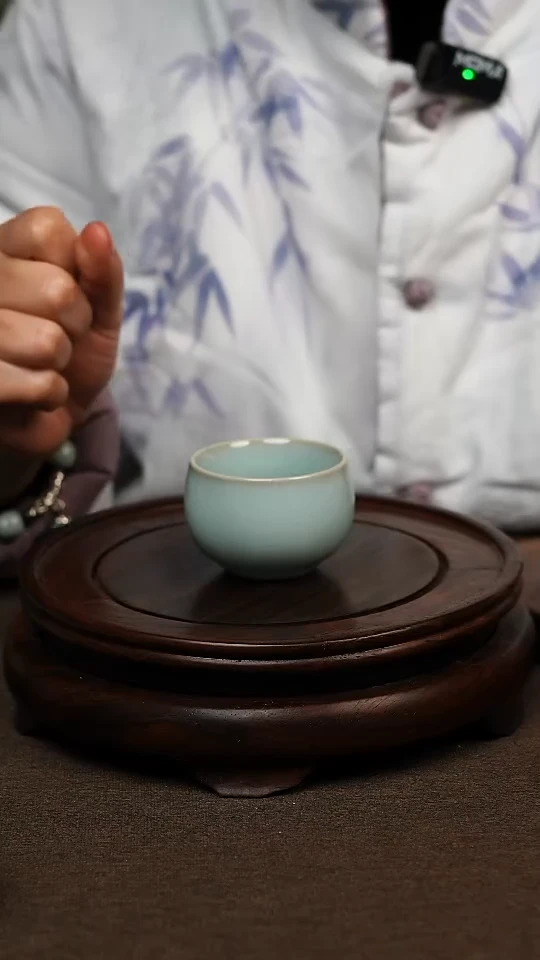 瓷片天青色小禅定杯60ml微瑕不带礼盒
