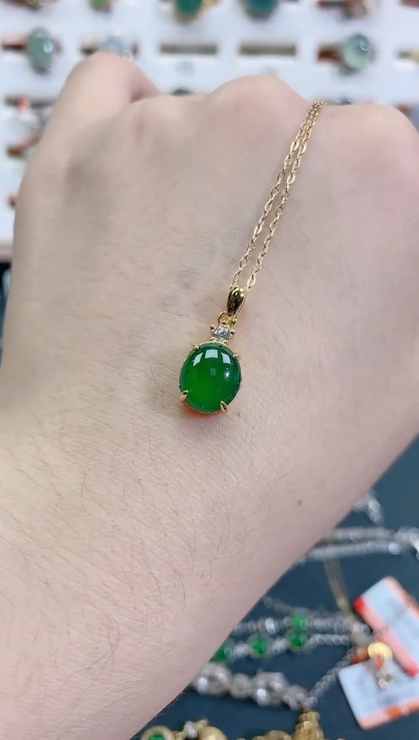 颈饰银S925镶嵌翡翠天然翡翠