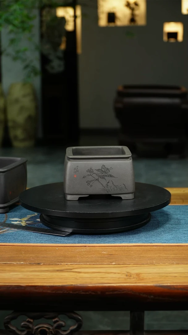 紫砂花盆小*浩精品兰花盆