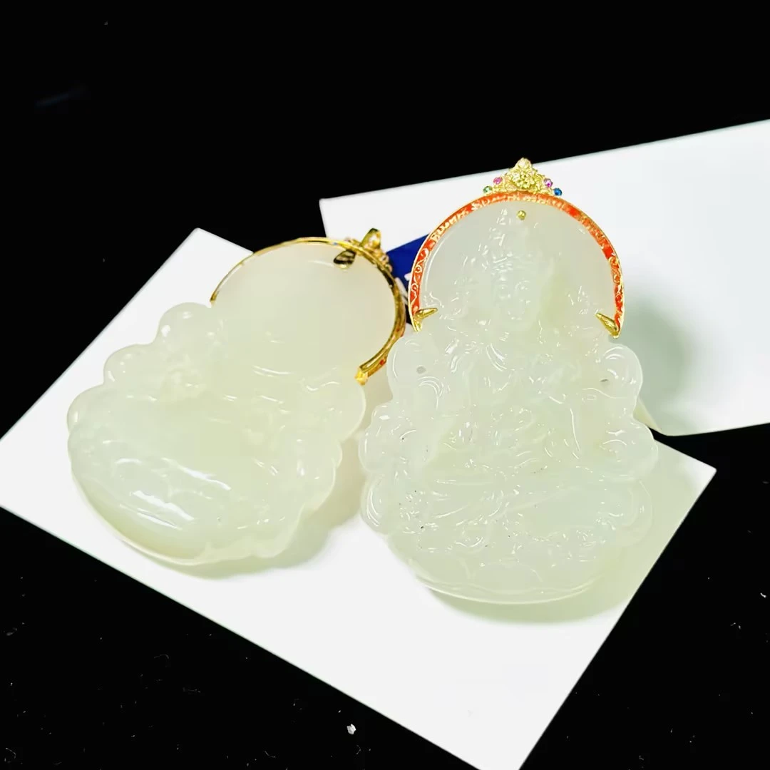 【CH】18k金和田玉度母吊坠（多样性发其一）