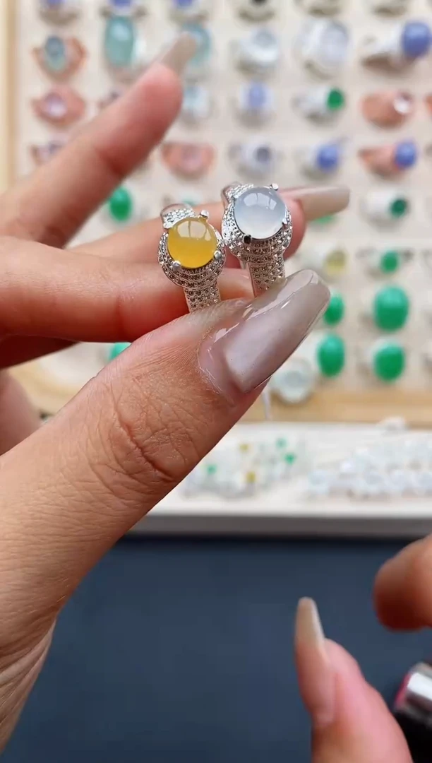 翡翠戒指未镶嵌缅甸天然A货翡翠222  1-8