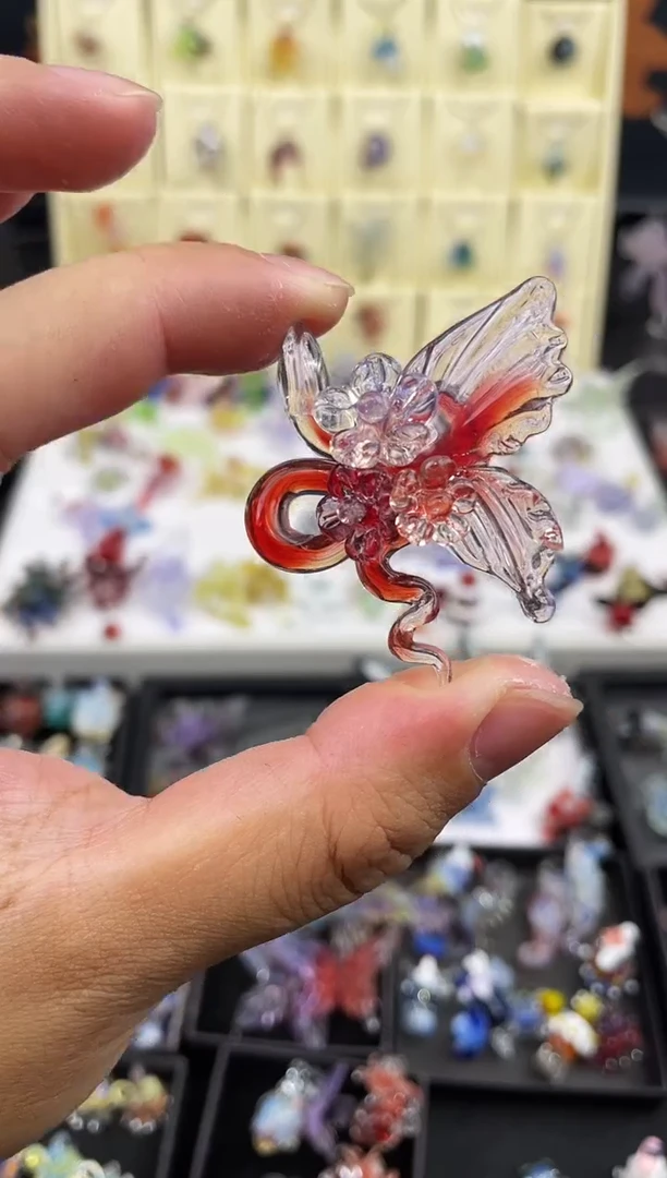手工艺品琉璃似***觉蛇花蝴蝶吊坠