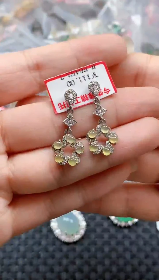 银S925镶嵌戒指翡翠天然A货缅甸翡翠