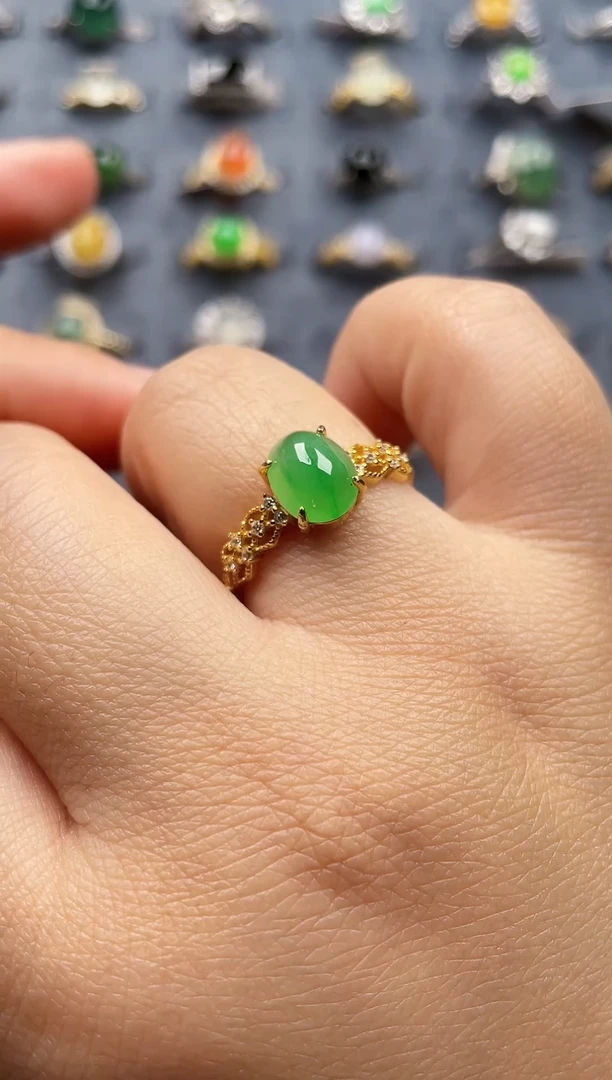 银S925镶嵌戒指翡翠204