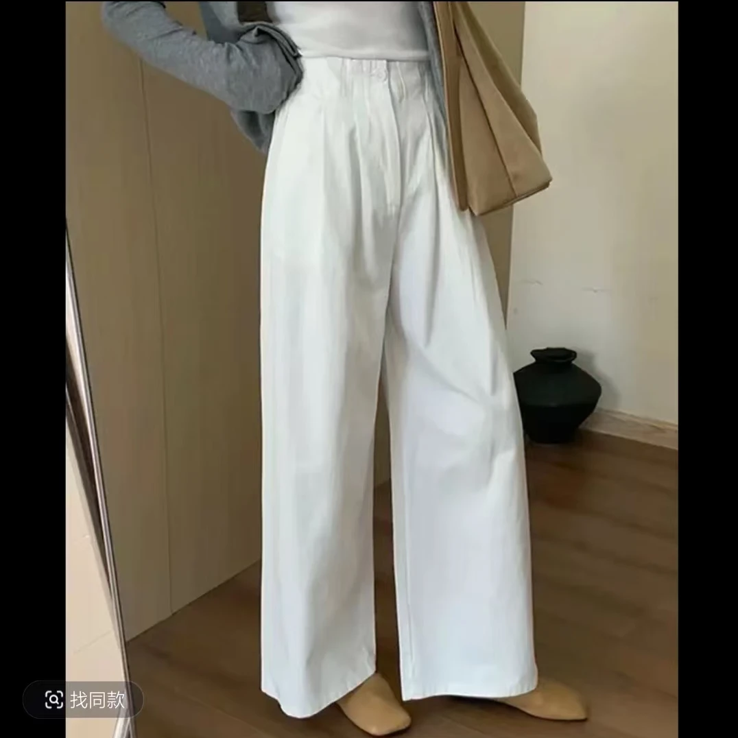 6610阔腿裤女夏季新款奶奶裤半松紧高腰直筒裤【瑕疵款】