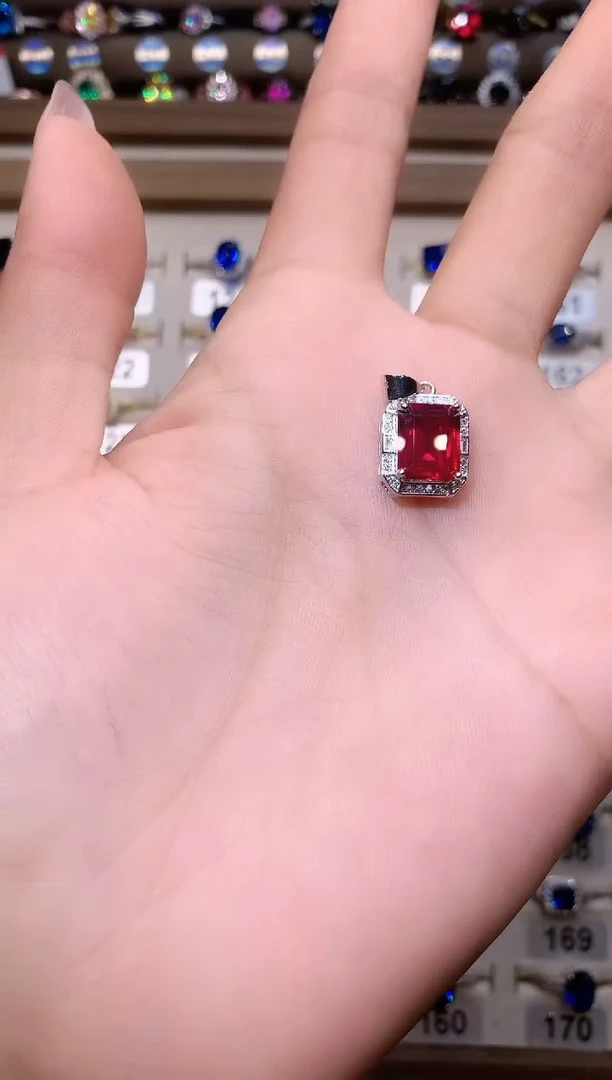 银S925镶嵌颈饰红宝石酒红白810