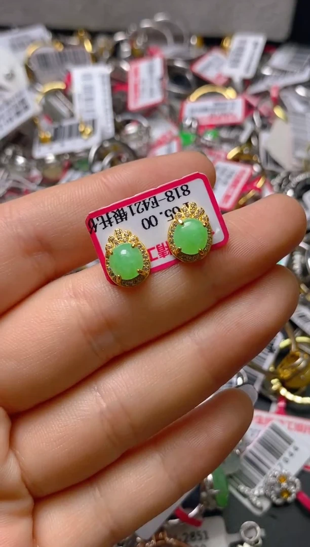 银S925镶嵌戒指翡翠百内无证书
