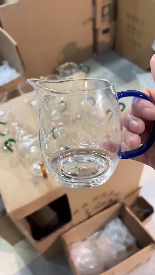 手工艺品玻璃诚然公杯  蓝把