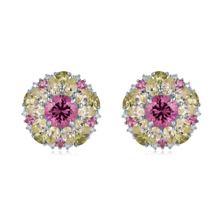 培育蓝宝石S925粉蓝宝耳钉1.68ct*2 JSWL100710