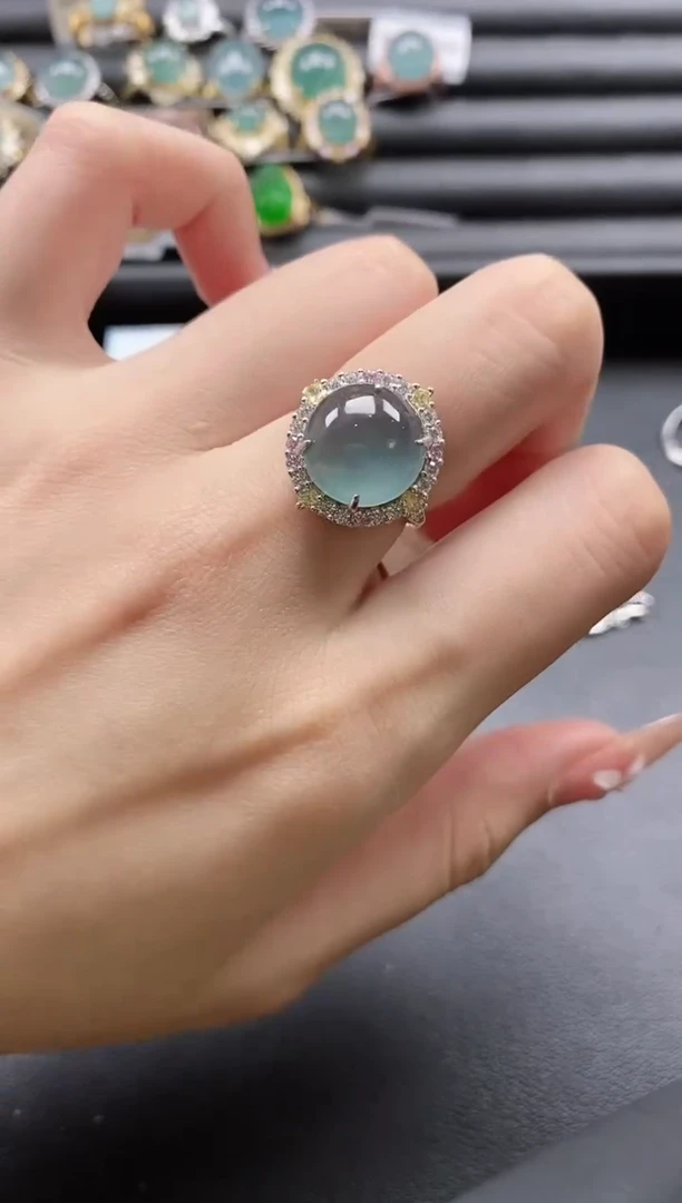 【闪购商品】翡翠戒指银S925镶嵌5115-6