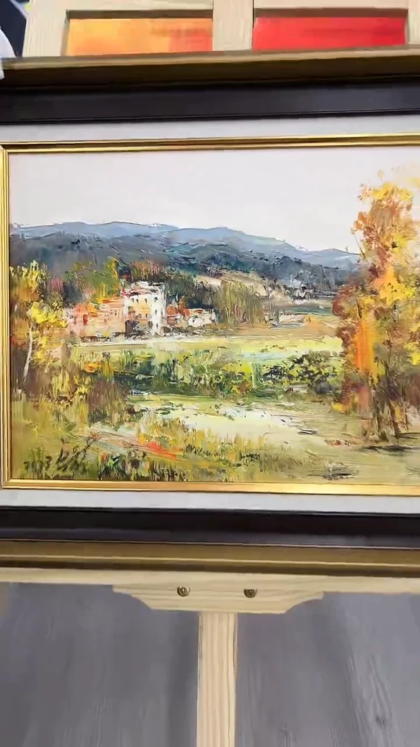 油画梁静-30x40-风景-带框