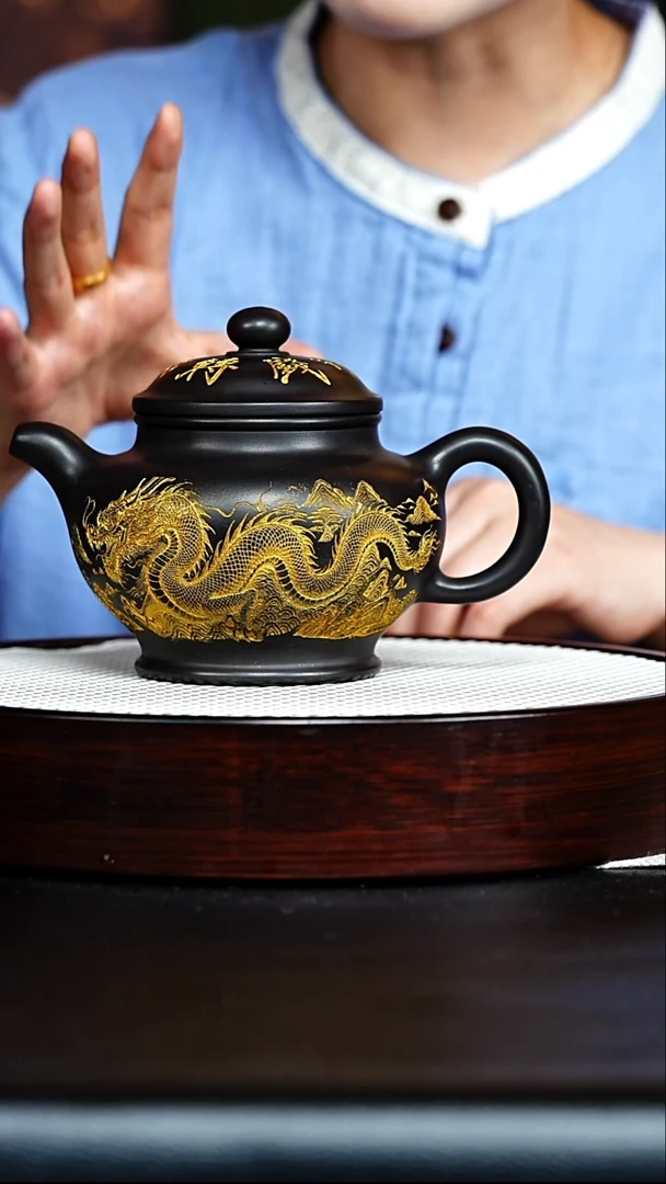 茶壶紫砂掇只  石黄