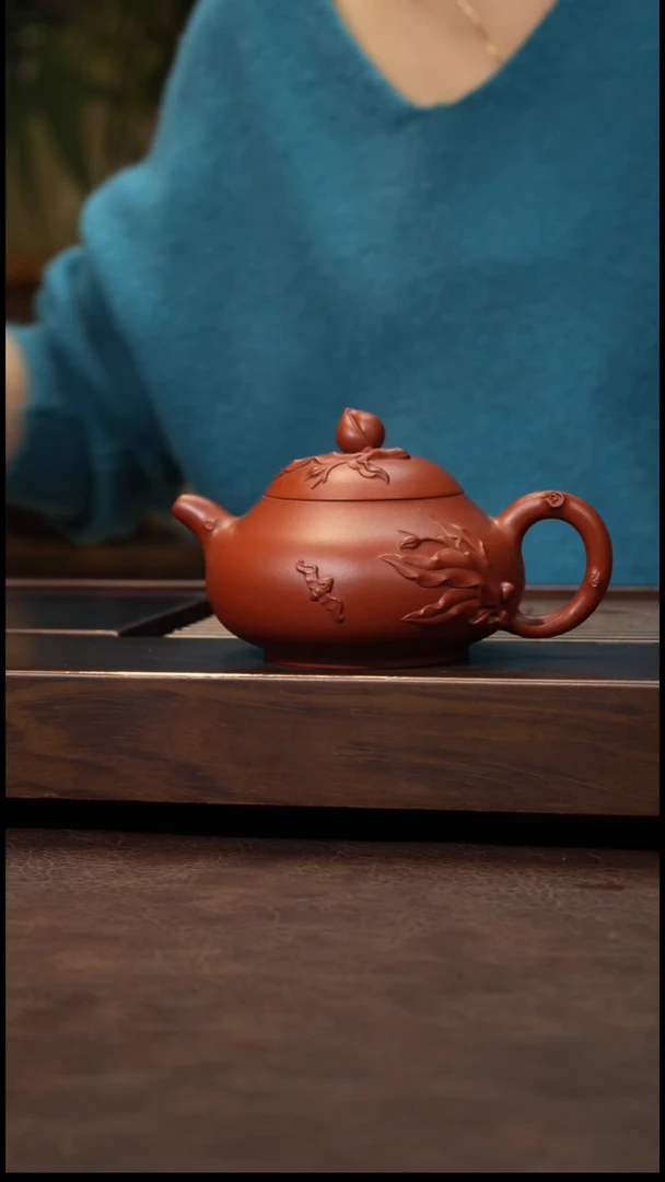茶壶紫砂朱泥泥绘乳瓢280cc左右