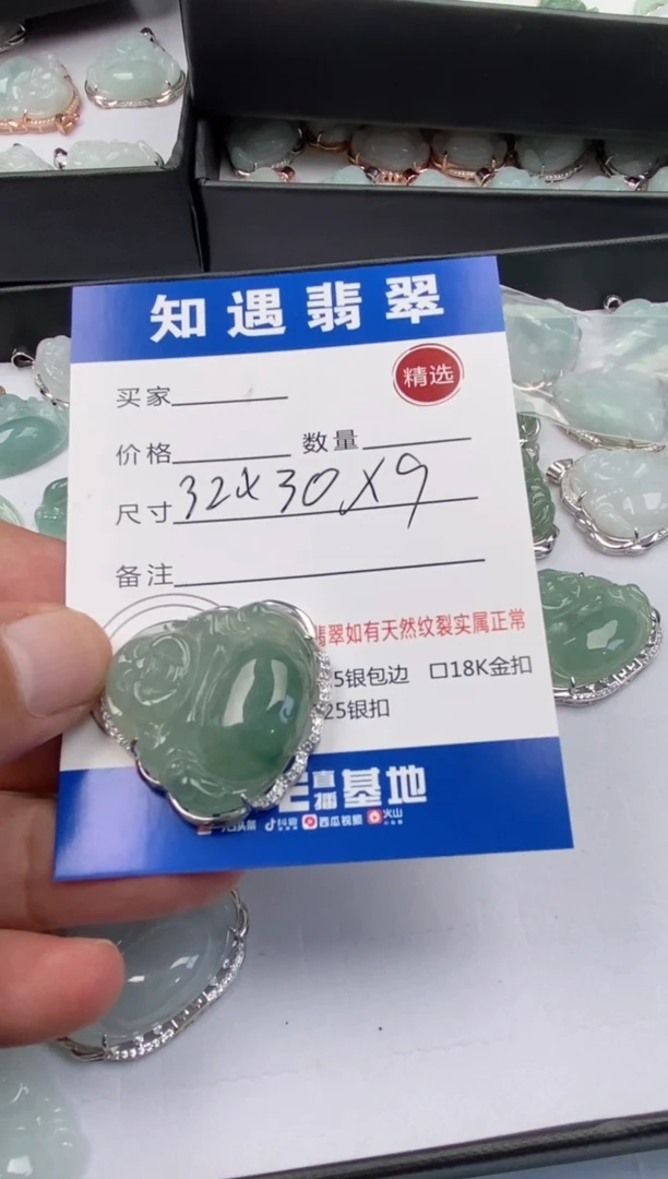 翡翠银S925镶嵌颈饰挂件