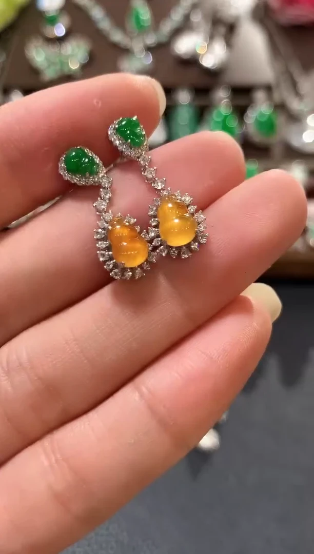 18K金镶嵌翡翠耳饰z117