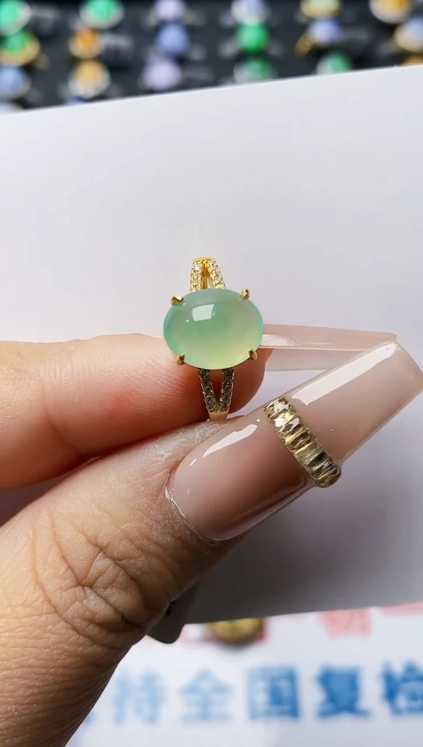 银S925镶嵌戒指翡翠0049