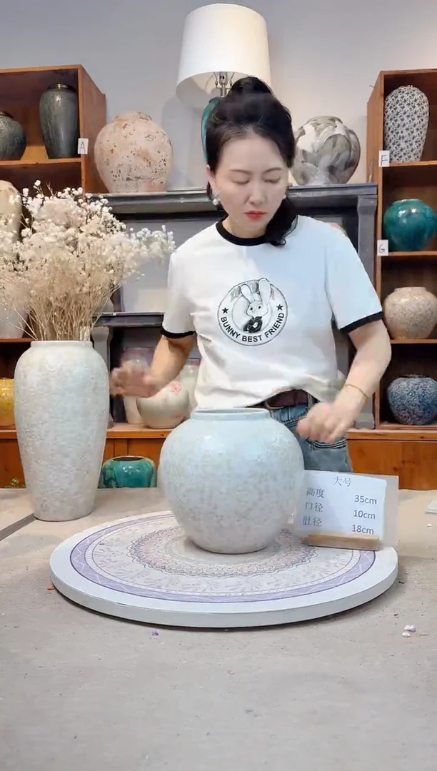 瓶陶瓷花瓶  茶白 小号   正品
