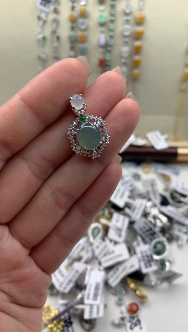 翡翠银S925镶嵌吊坠(不含链)648