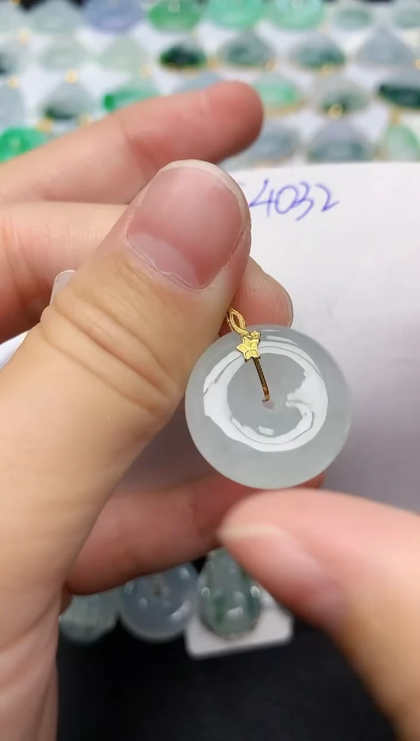 颈饰18K金镶嵌翡翠@****)天然缅甸A货翡翠百元以上9元证书费自理