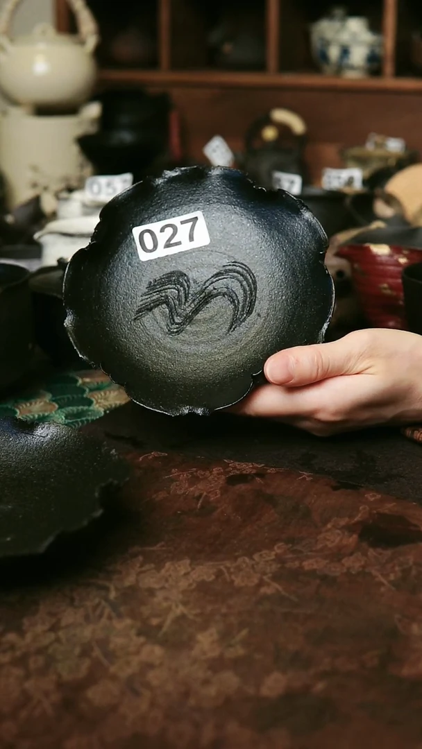紫砂全手工黑色系列-壶承