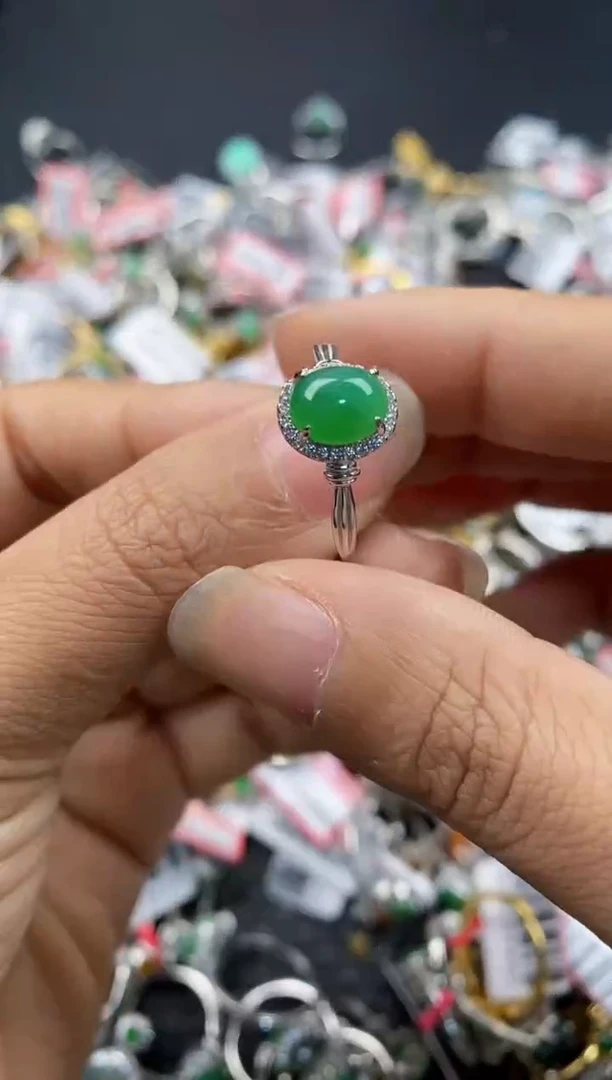 银S925镶嵌戒指翡翠111---7