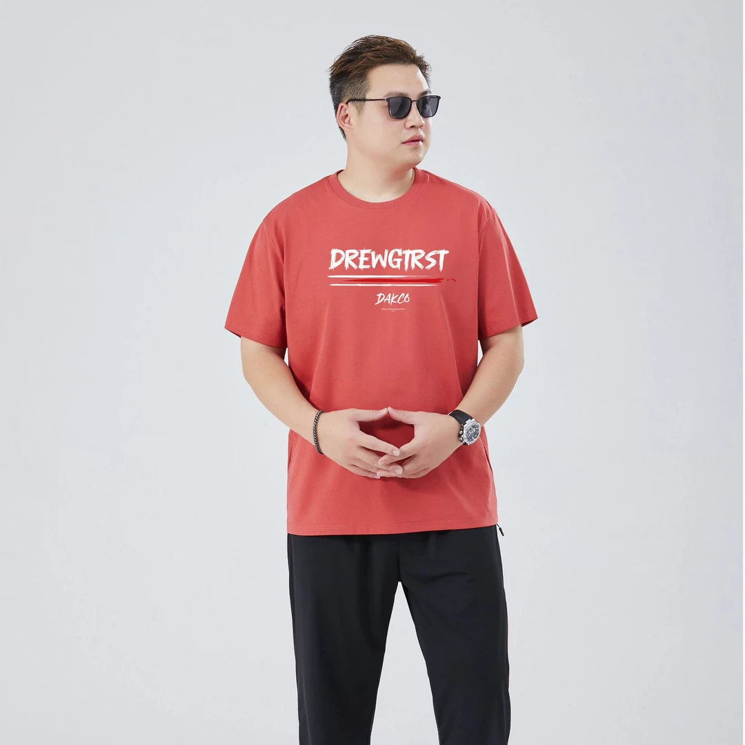 90-500斤特大码时尚显瘦简约潮男百搭白色字母短袖666#