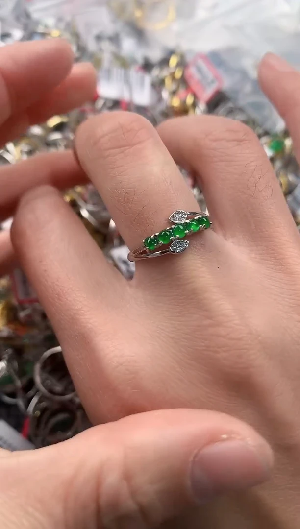 银S925镶嵌戒指翡翠111  3