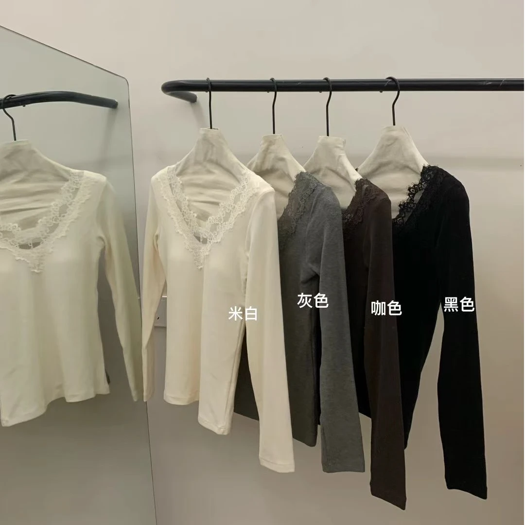 【禾嘉】蕾丝暖暖衣，胸垫一体打底