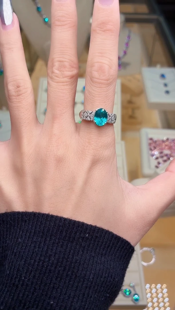 戒指彩色蓝宝石银S925镶嵌0000