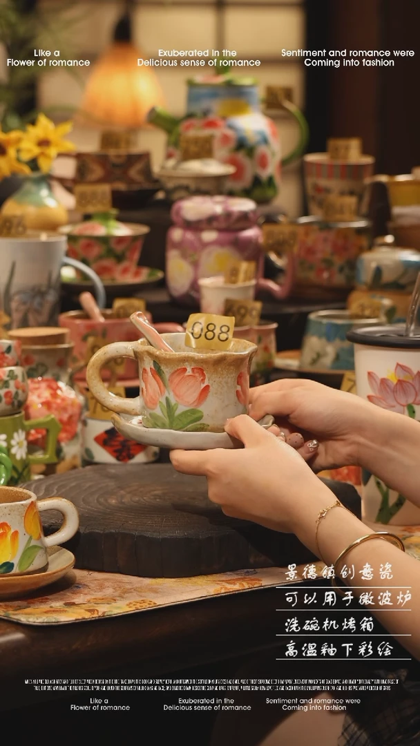 陶瓷景德镇高温釉下彩绘设计师款式