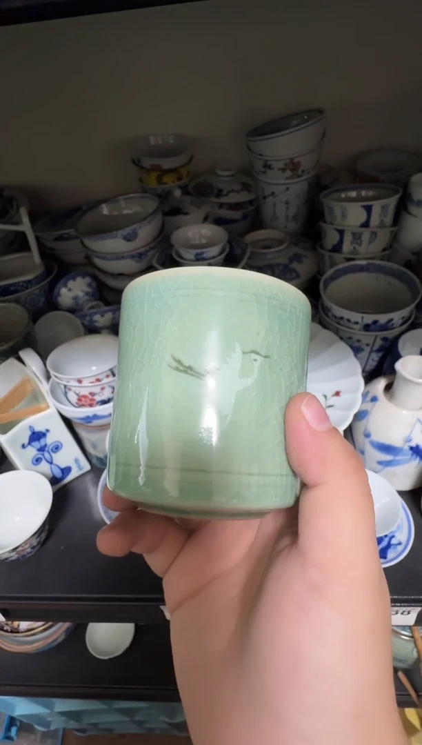 中古瓷器，默认微瑕-093，青瓷杯