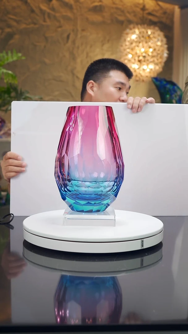摆件福利金红蓝切面花瓶