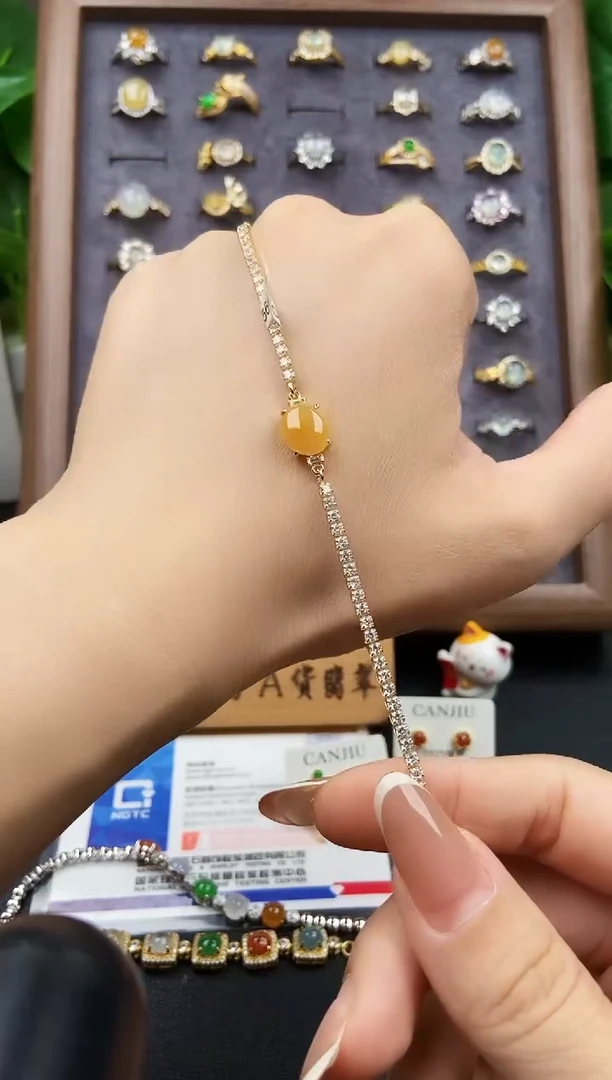银S925镶嵌手链翡翠12