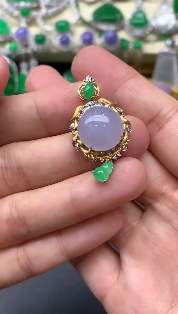 颈饰18K金镶嵌翡翠173-中国好珍宝