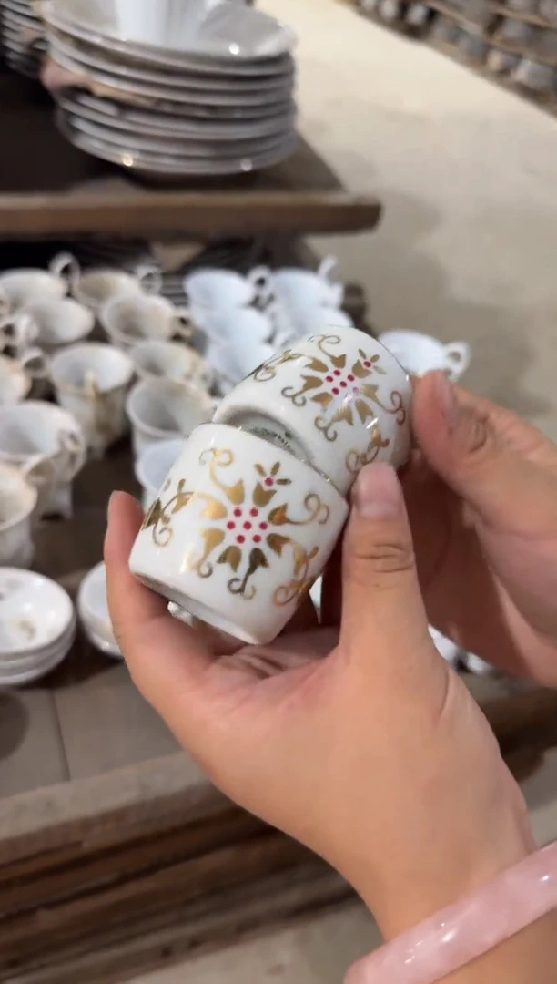 摆件老库存出口杯两个一组微瑕请慎拍