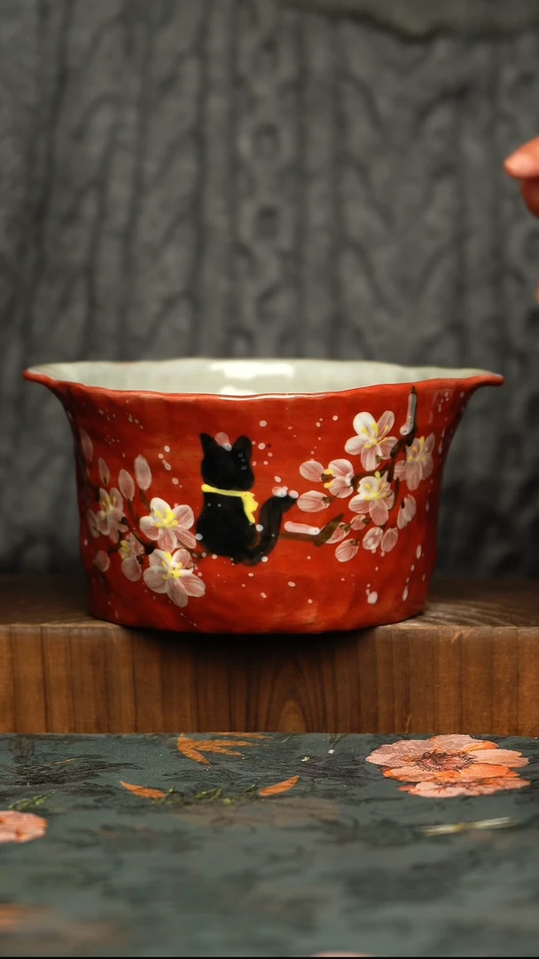 杯釉下彩手工手绘同款陶器