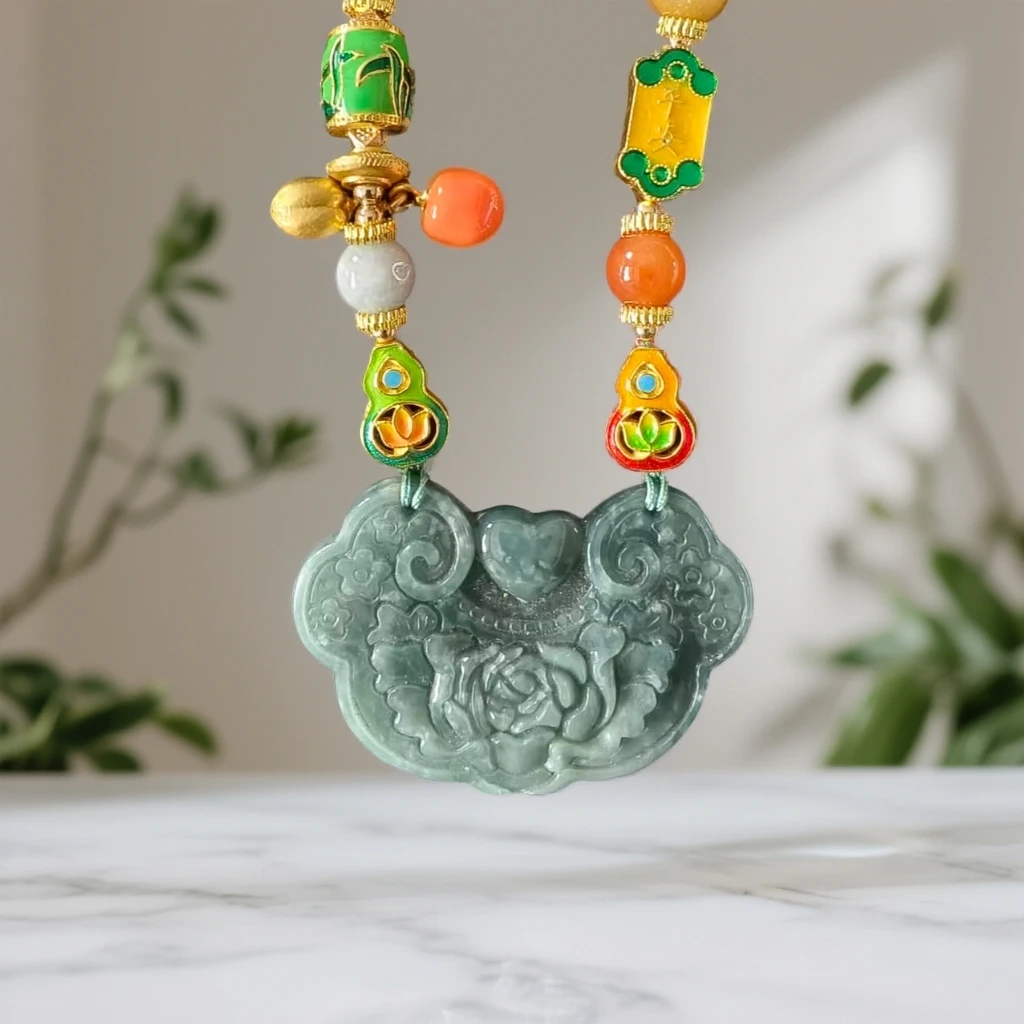 非金属珐琅吊坠 吉祥如意锁-