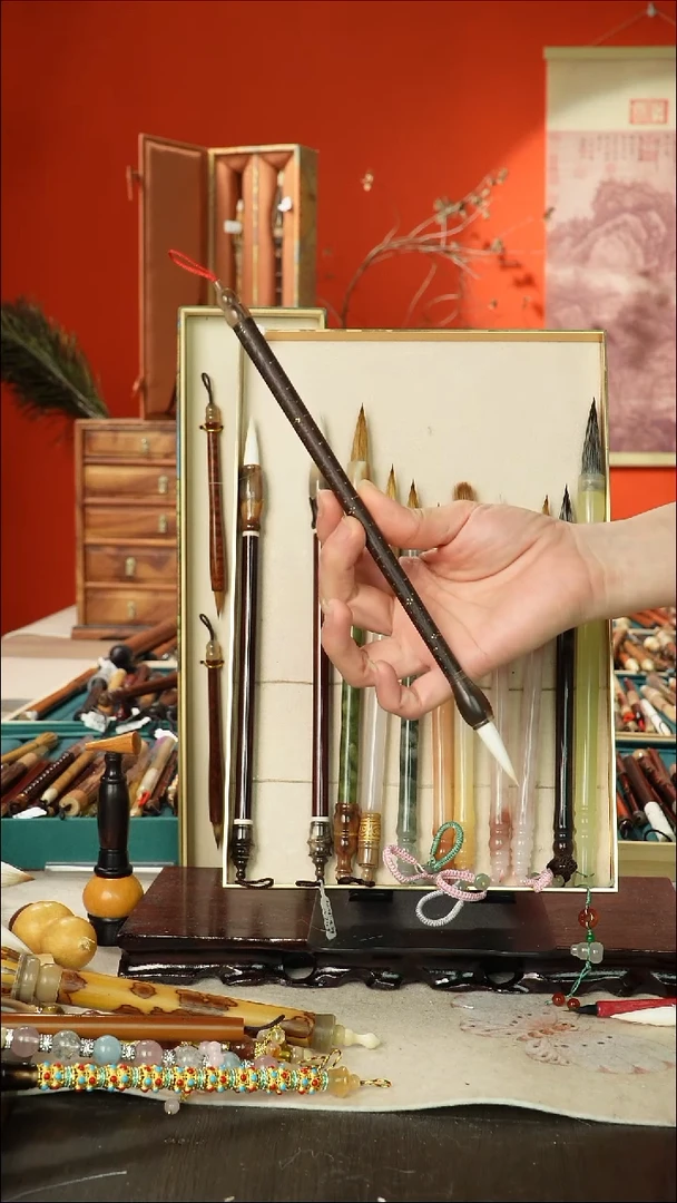 221号闪孤品高货毛笔链接 清水试笔 蘸墨不退