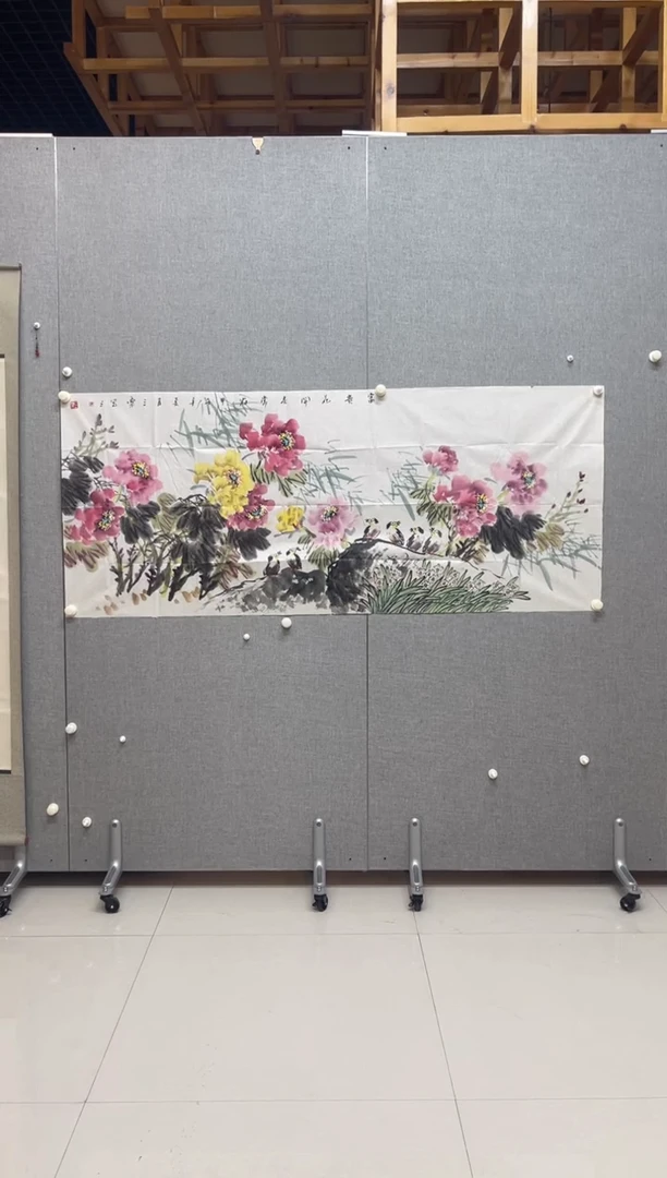 国画1189F乐久 （F三乐）富贵花开花鸟小六尺