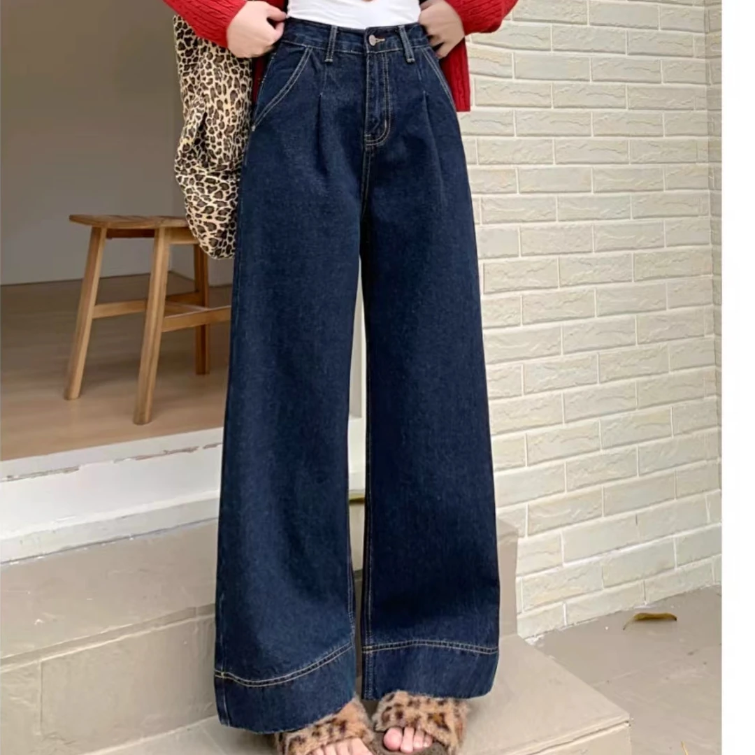 【艾萱萱】1685款高腰显瘦小个子加绒阔腿裤 图片与实物不符 约98